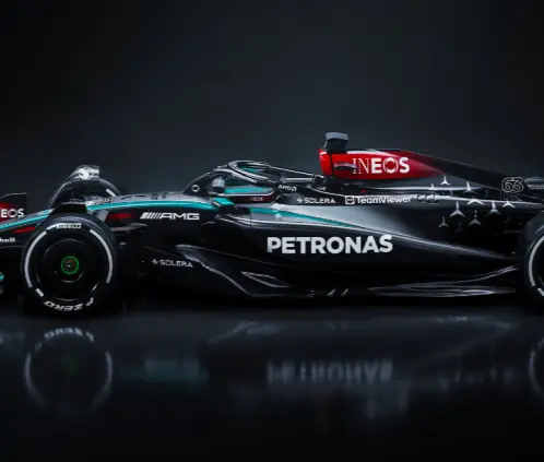 Este es el W15 de Mercedes. FOTO: @MercedesAMGF1 Este es el W15 de Mercedes. FOTO: @MercedesAMGF1
