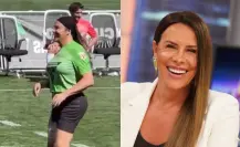 Karla Sofía Gascón juega una cascarita de fútbol en España