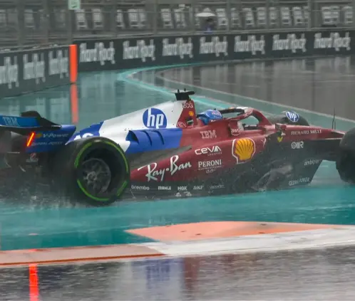 Charles Leclerc quedó fuera de la carrera sprint del GP de Miami al chocar durante la formación. @F1 Charles Leclerc quedó fuera de la carrera sprint del GP de Miami al chocar durante la formación. @F1