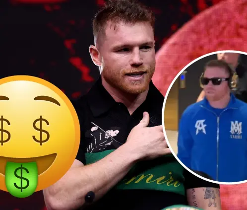 Canelo Álvarez llegó a la ANB Arena de Riad luciendo un conjunto exclusivo de una marca de alta costura estadounidense. Canelo Álvarez llegó a la ANB Arena de Riad luciendo un conjunto exclusivo de una marca de alta costura estadounidense.