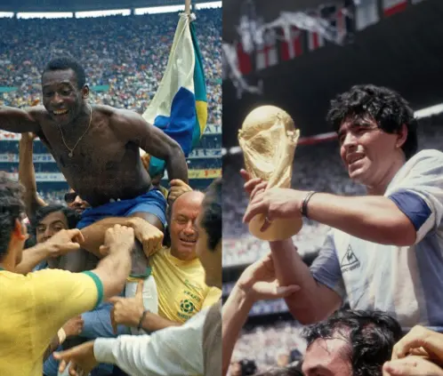 Pelé y Maradona tocaron el cielo en el Coloso de Santa Úrsula (Getty Images) Pelé y Maradona tocaron el cielo en el Coloso de Santa Úrsula (Getty Images)