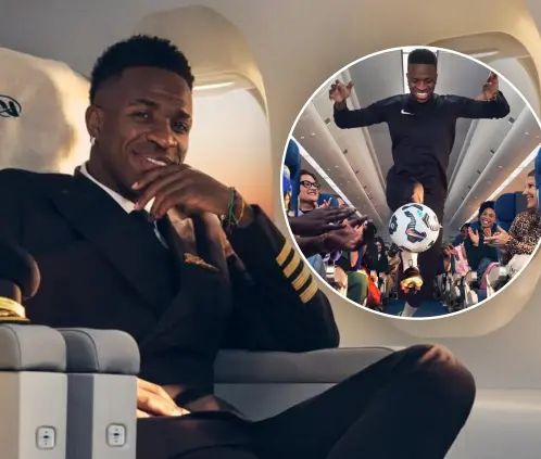 Vinicius Jr. juega futbol en un avión para nueva campaña publicitaria (Foto: vinijr (IG)) Vinicius Jr. juega futbol en un avión para nueva campaña publicitaria (Foto: vinijr (IG))