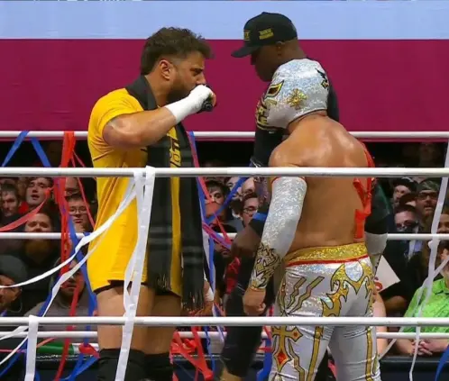 Místico y MJF protagonizarán la lucha estelar del Grand Slam México. @AEW Místico y MJF protagonizarán la lucha estelar del Grand Slam México. @AEW