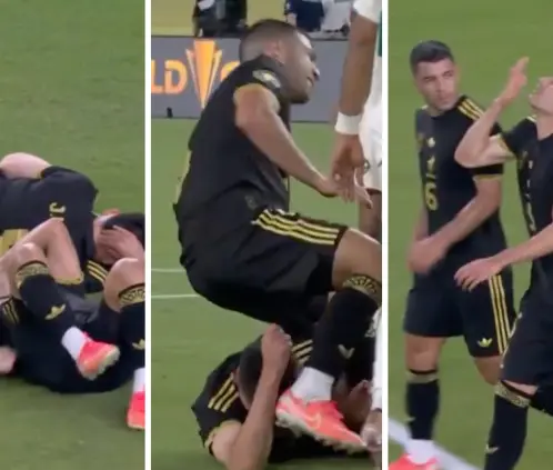 ¡Susto en México! Johan Vásquez casi lesiona a Erik Lira (Foto: Captura TUDN) ¡Susto en México! Johan Vásquez casi lesiona a Erik Lira (Foto: Captura TUDN)