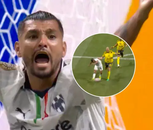 ¿Era penal? La polémica jugada contra Tecatito Corona en el Monterrey vs Borussia Dortmund (Foto: Captura DAZN)
