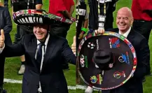 Gianni Infantino festeja la Copa Oro de México con el sombrero del ‘Caramelo’
