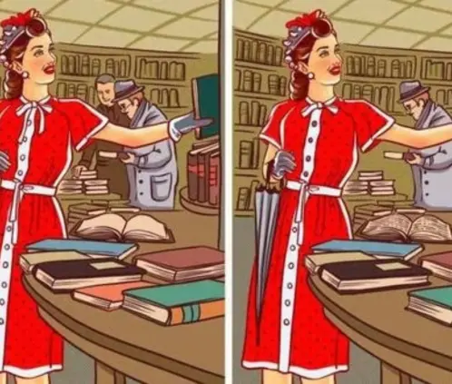 ¿Encuentras las 8 diferencias? La mujer de rojo en una biblioteca es un acertijo visual para valientes(Foto: BrightSide.me)