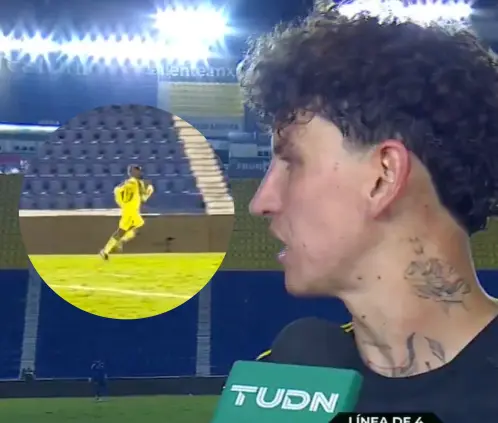 Allan Saint-Maximin sorprende a la afición del América en plena entrevista a Lichnovsky (Foto: TUDN) Allan Saint-Maximin sorprende a la afición del América en plena entrevista a Lichnovsky (Foto: TUDN)