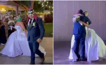 Recién casados cambian el vals por una pelea de lucha libre
