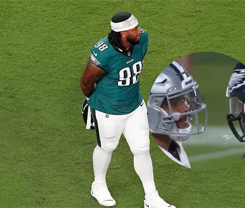 Jalen Carter arrancó la temporada 2025 de la NFL con una polémica acción contra Dak Prescott, que provocó su expulsión del partido. Jalen Carter arrancó la temporada 2025 de la NFL con una polémica acción contra Dak Prescott, que provocó su expulsión del partido.