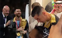 ¡A lo Messi! Le ponen a Cristiano Ronaldo una bisht, capa que usó Leo