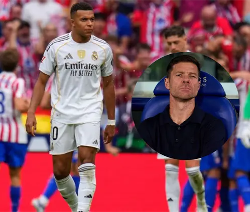 Real Madrid después del derbi. Mbappé y Xabi Alonso.