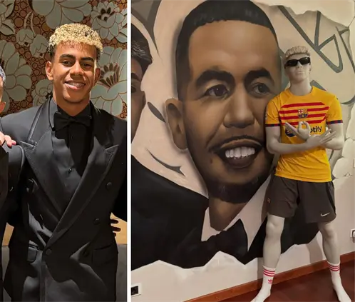 Del orgullo a lo bizarro: Papá de Lamine Yamal tiene una estatua y una pintura de él en casa (Foto: hustle_hard_304 IG)