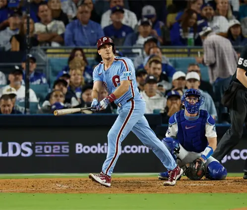 Los LA Dodgers no pudieron barrer ante Philadelphia y reciben su primer revés en Postemporada (Getty Images)