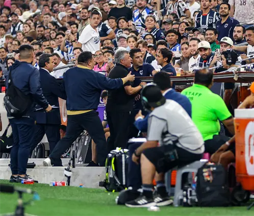 Domenec Torrent terminó peleando con un fan de Rayados tras ser expulsado ante los Pumas. Ricardo Rodríguez Domenec Torrent terminó peleando con un fan de Rayados tras ser expulsado ante los Pumas. Ricardo Rodríguez