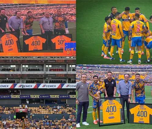 Jugadores históricos de Tigres son reconocidos previo al juego ante Xolos. Fotos de X.